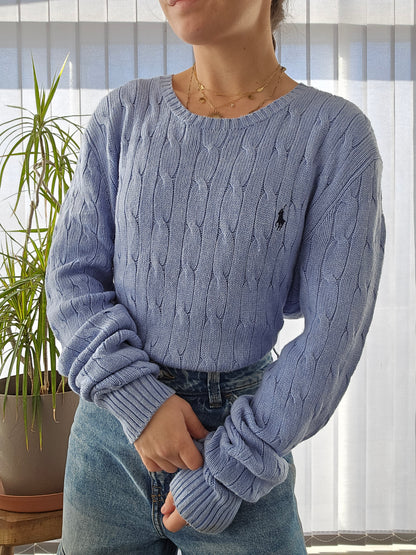 Pull en maille torsadée bleu ciel - L homme