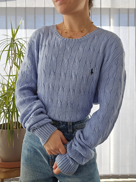 Pull en maille torsadée bleu ciel - L homme