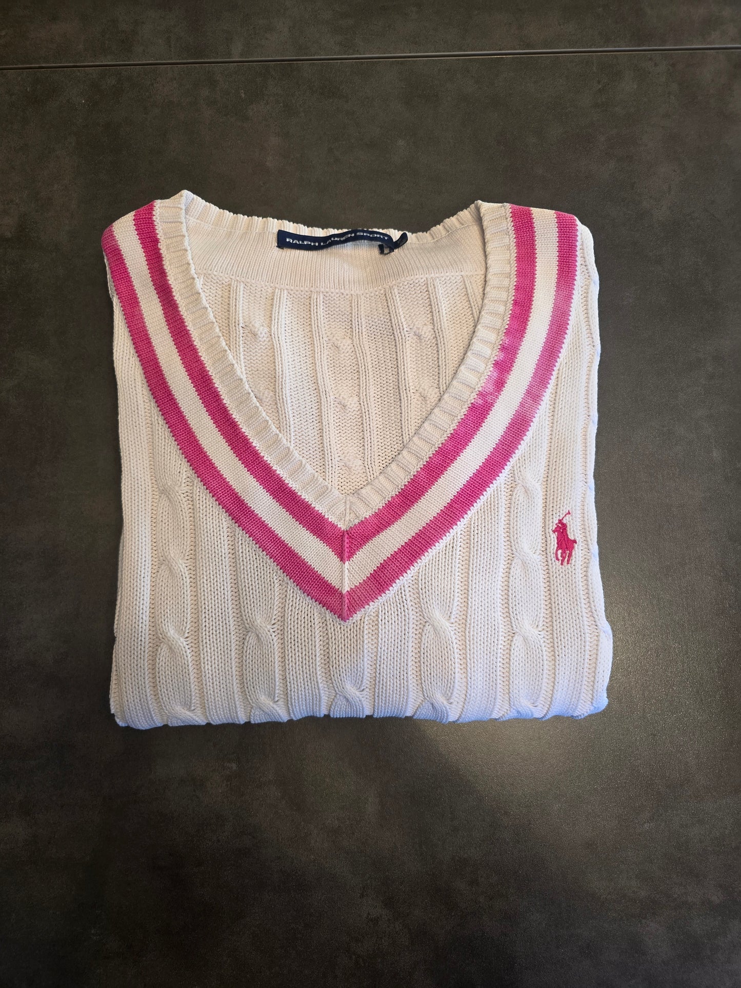 Pull col V en maille torsadée blanc - L/XL