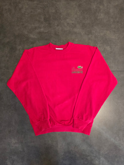 Sweat rouge "La chemise Lacoste" des années 80' fabriqué en France - S/M