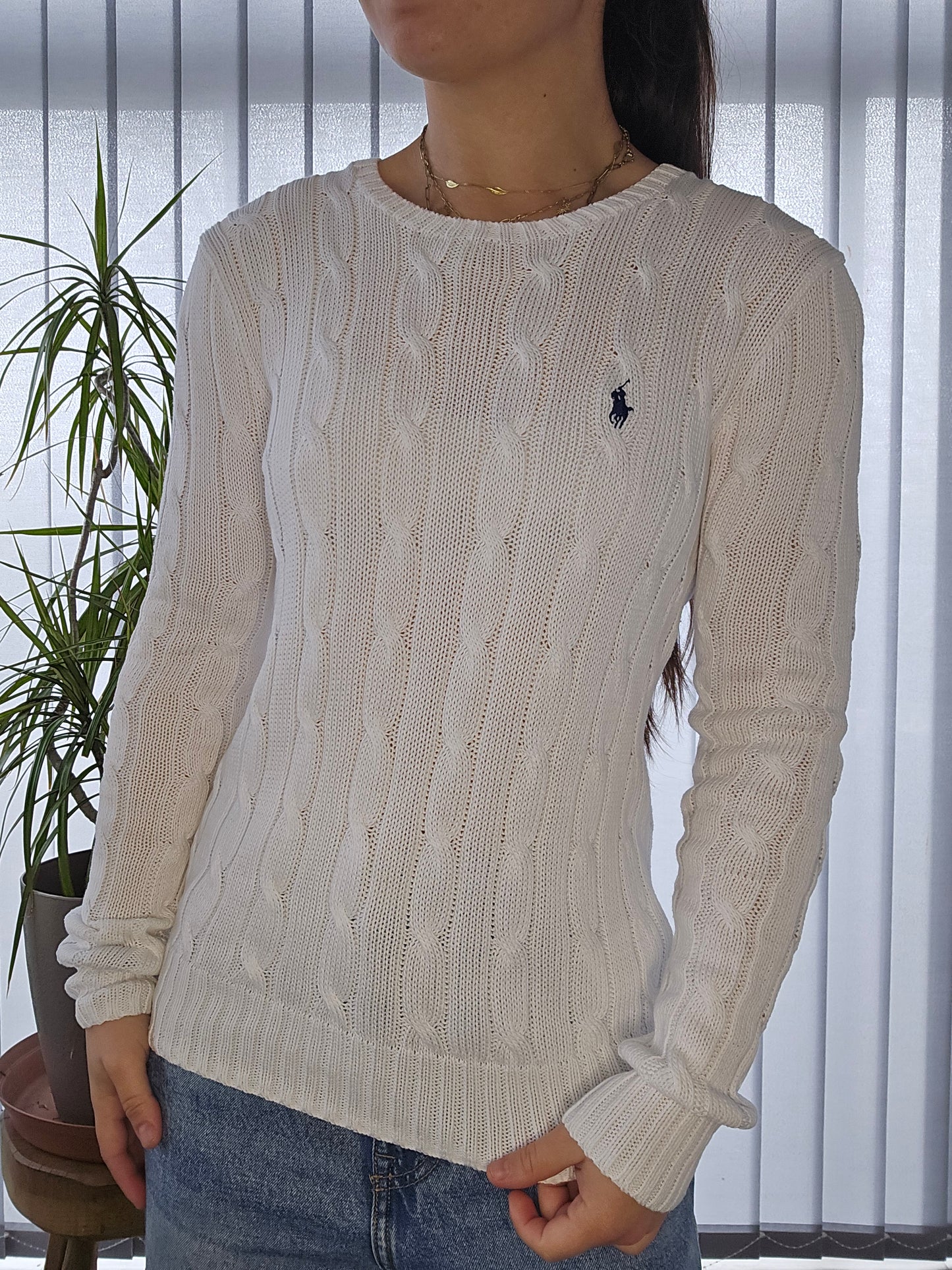 Pull en maille torsadée blanc - S/36