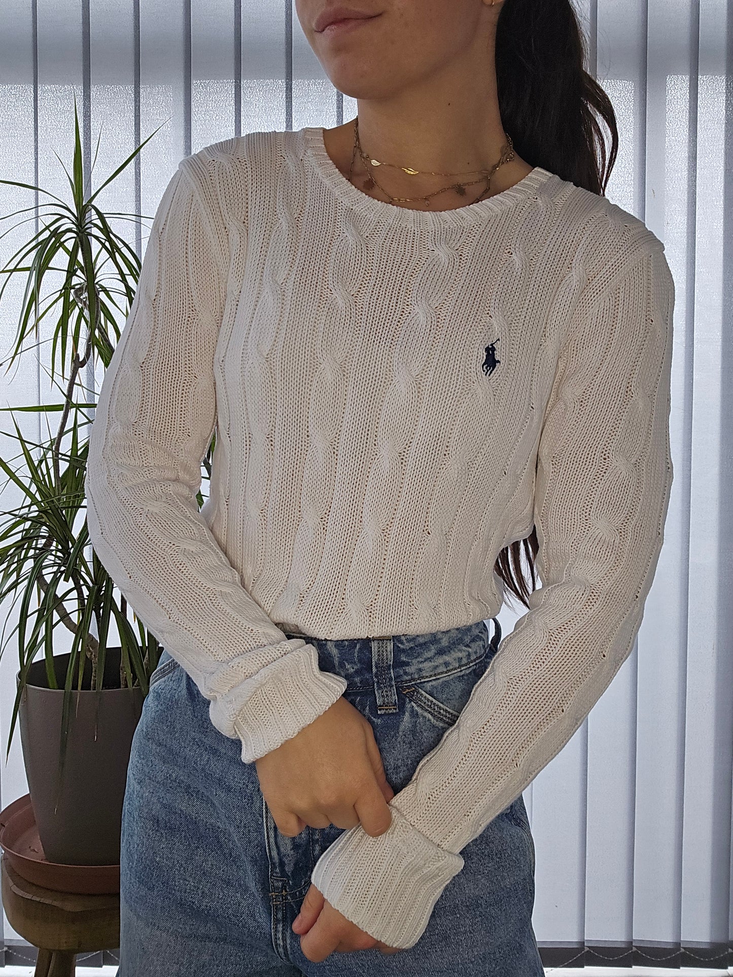 Pull en maille torsadée blanc - S/36