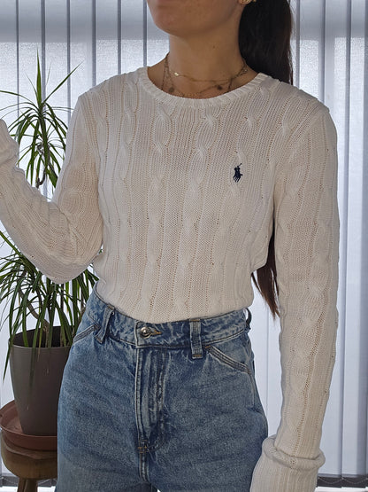 Pull en maille torsadée blanc - S/36