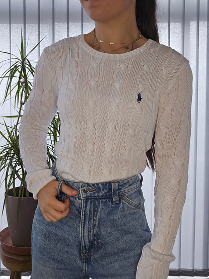 Pull en maille torsadée blanc - S/36