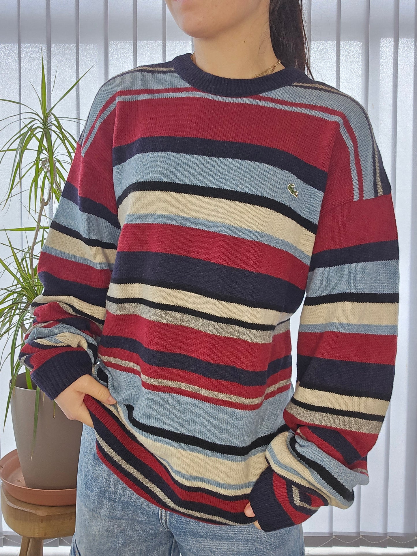 Pull en maille à rayures des années 90' - XL/42