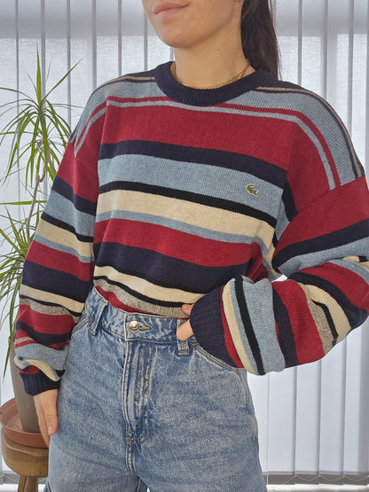 Pull en maille à rayures des années 90' - XL/42