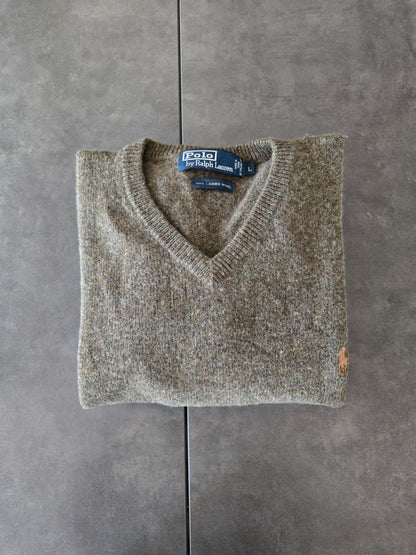 Pull col V en maille kaki - L/40