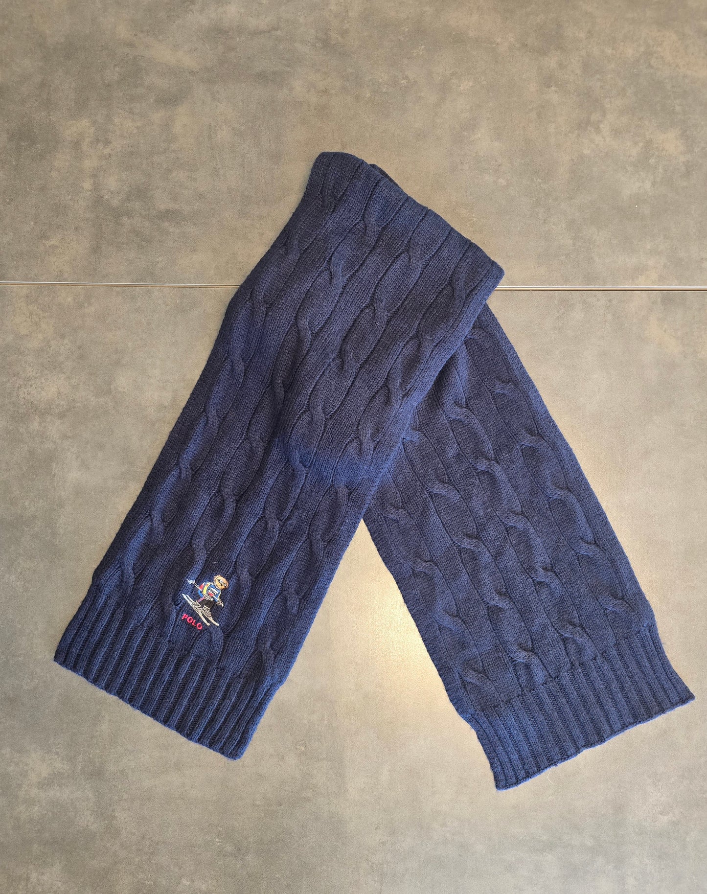 Écharpe en maille torsadée marine polo bear - TU