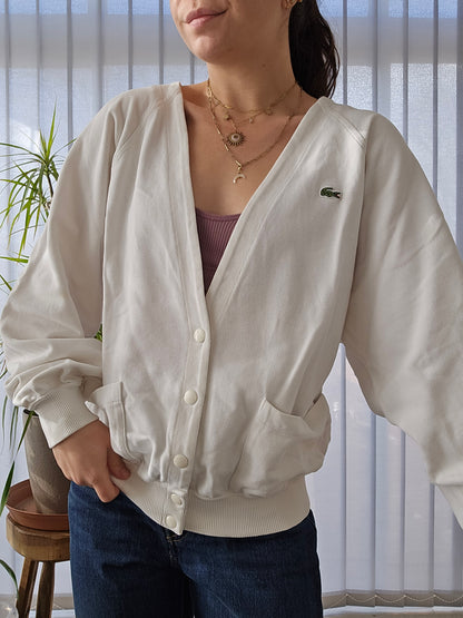 Cardigan blanc des années 80' fabriqué en France - M/L