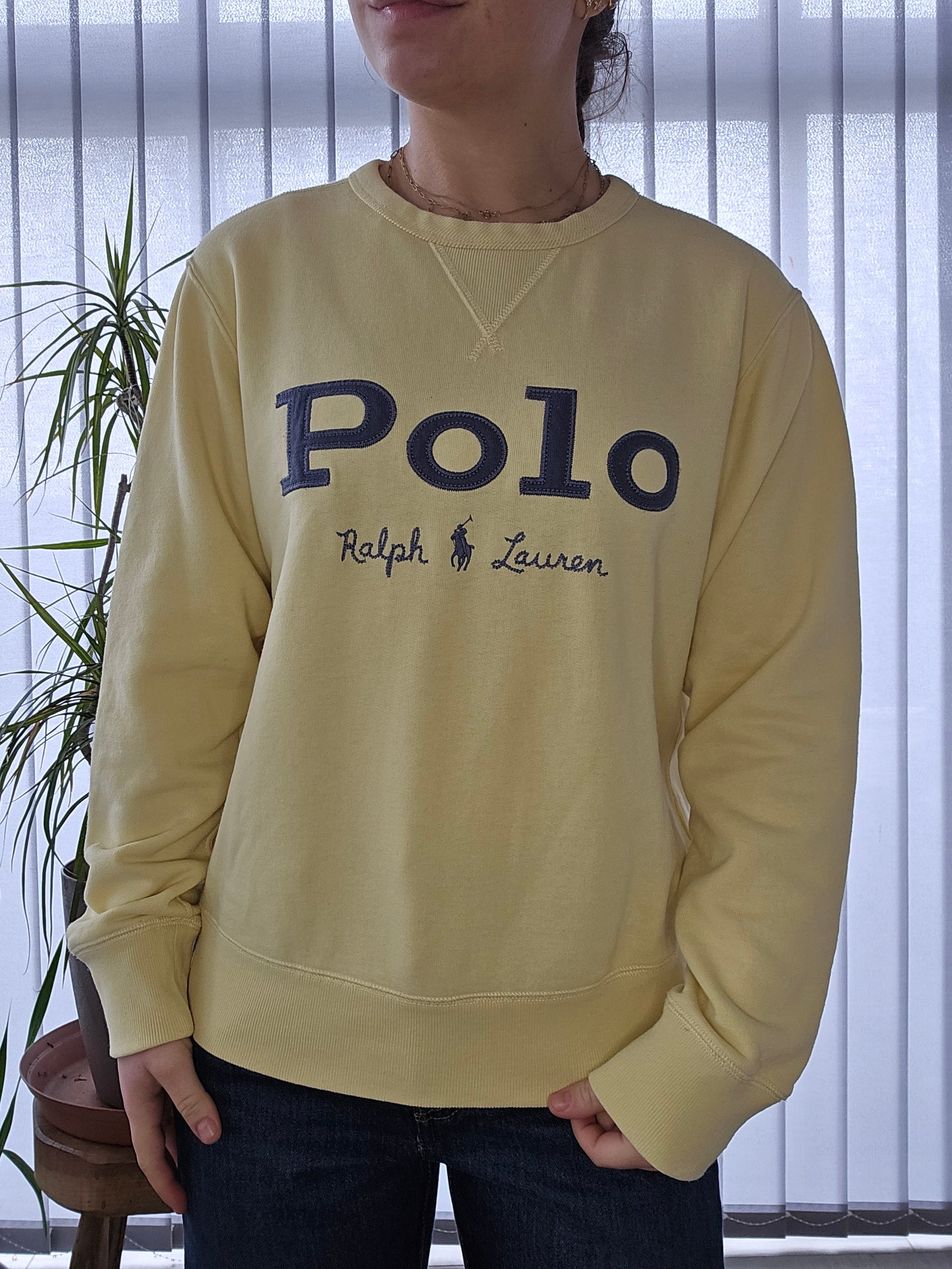 Sweat jaune brodé "polo" - S/36