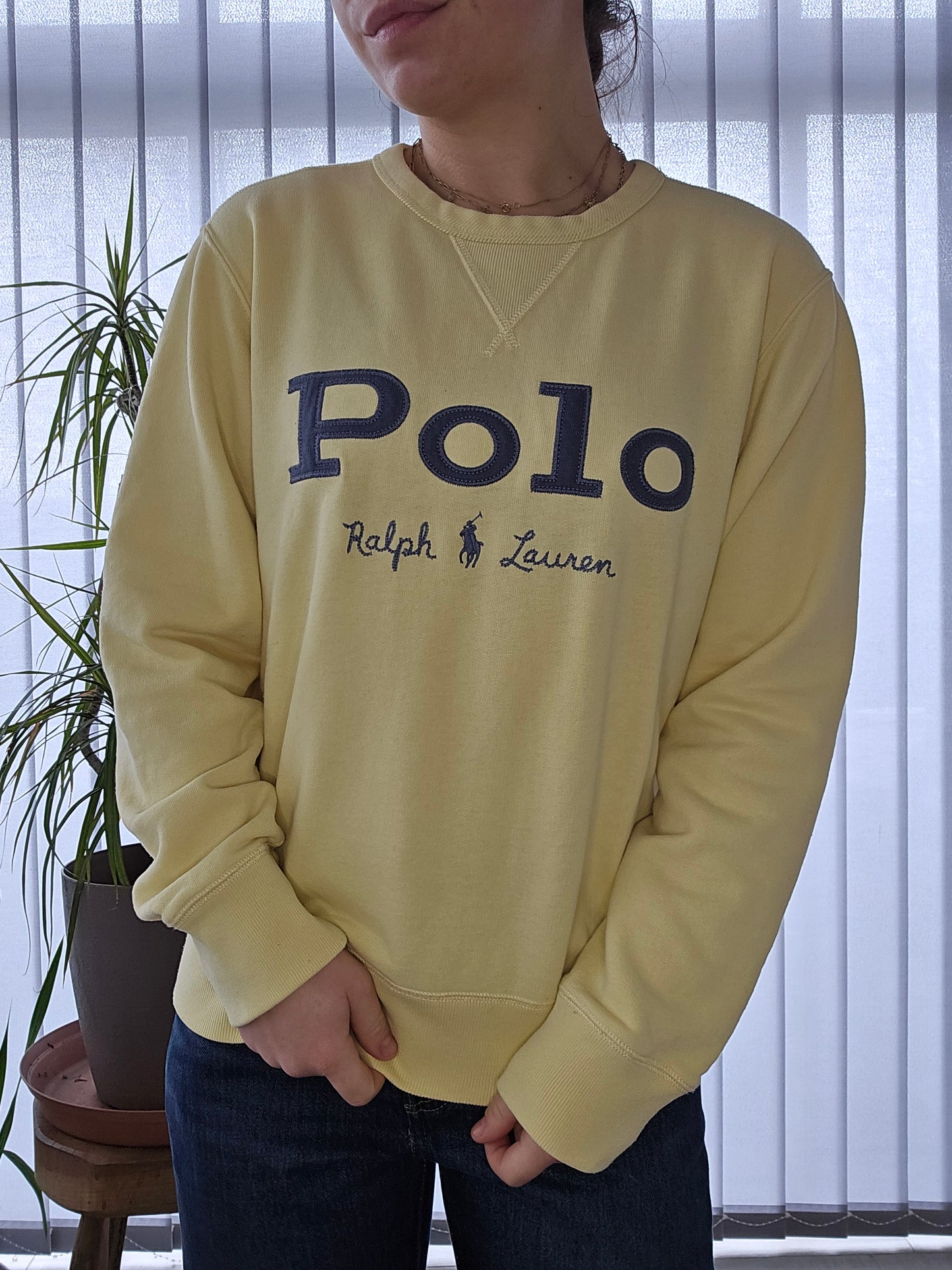 Sweat jaune brodé "polo" - S/36