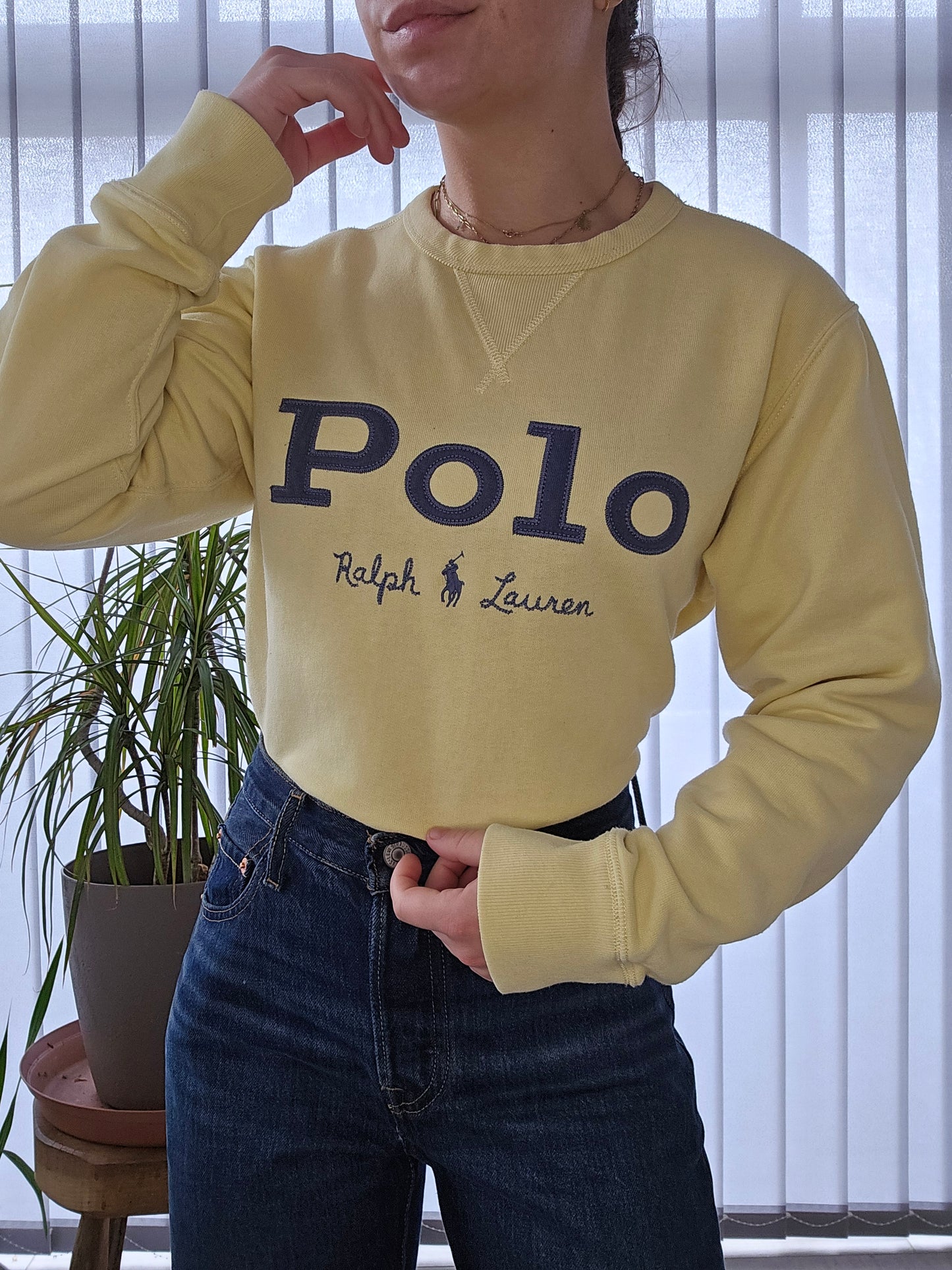 Sweat jaune brodé "polo" - S/36