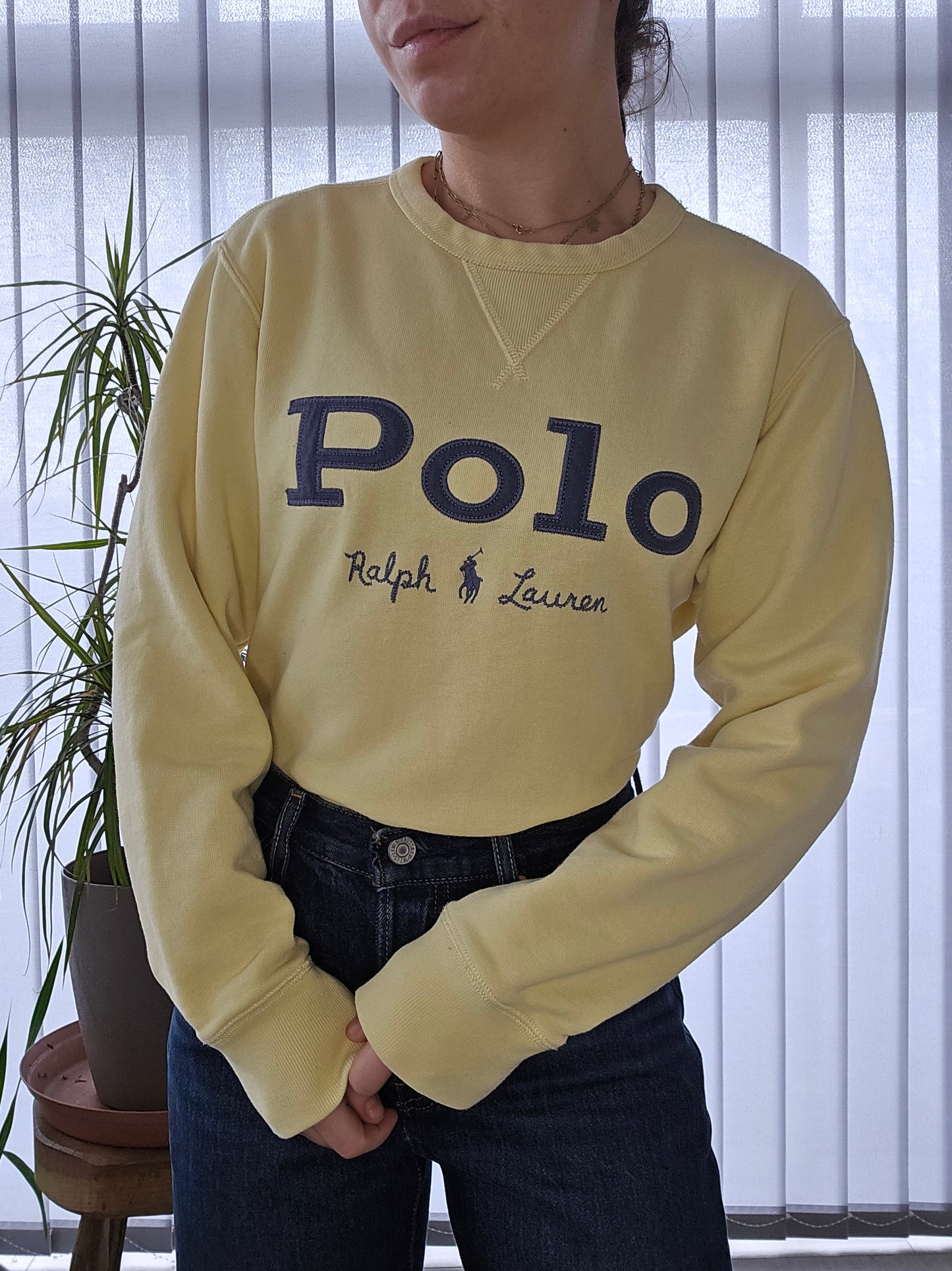 Sweat jaune brodé "polo" - S/36