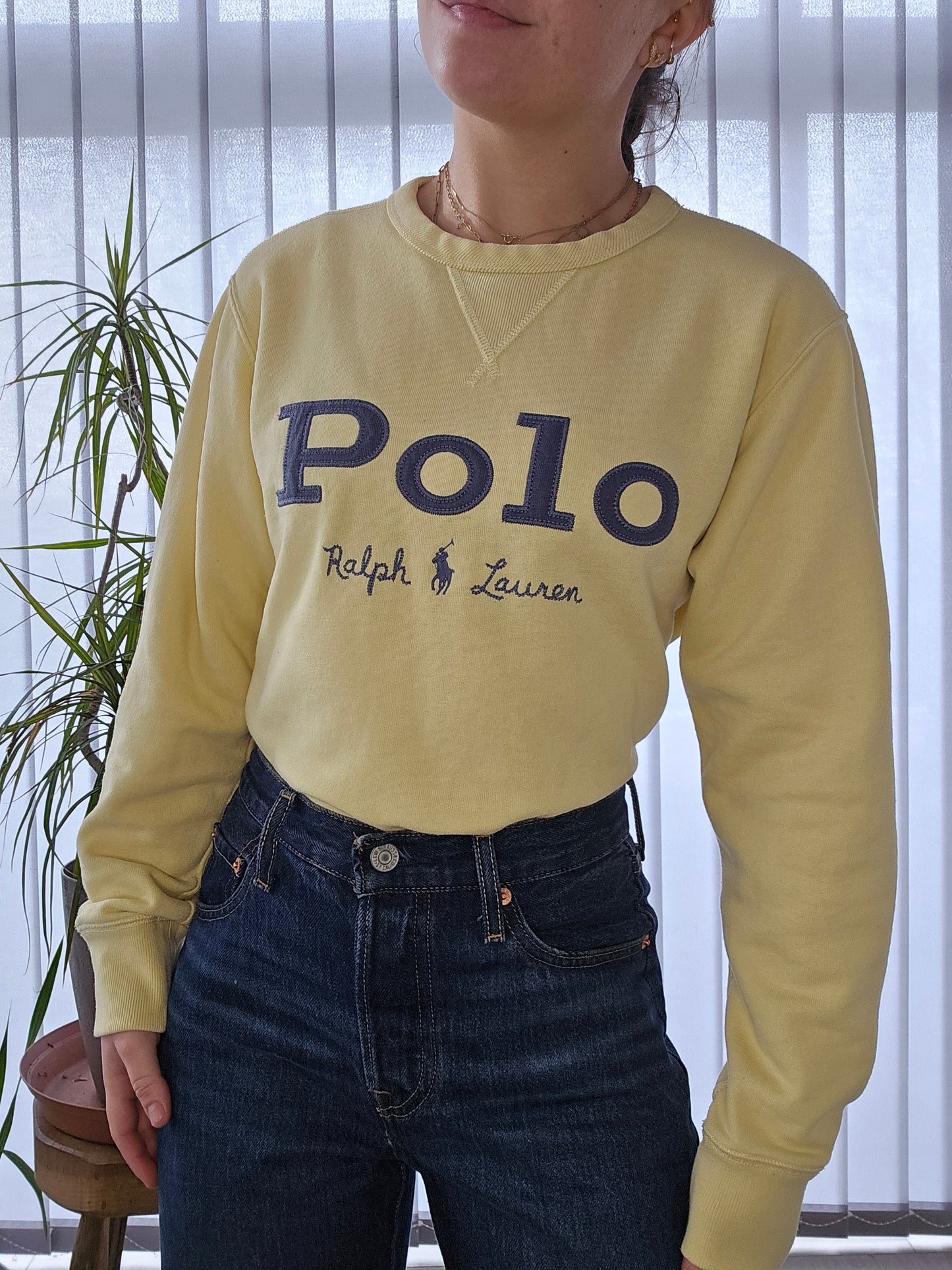 Sweat jaune brodé "polo" - S/36