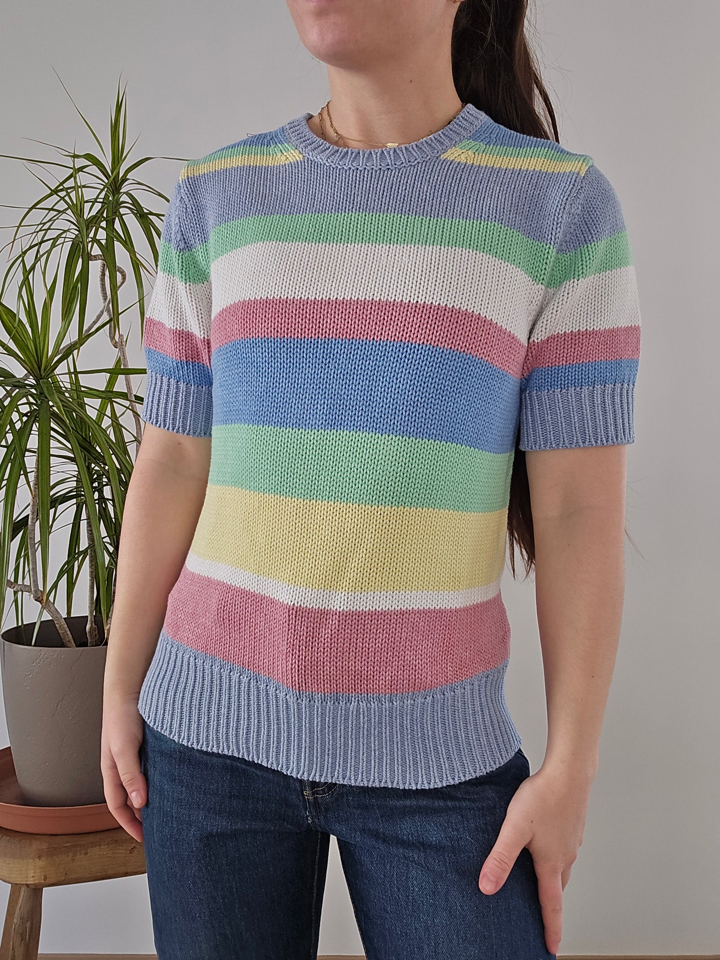 Pull manches courtes à rayures - S/36