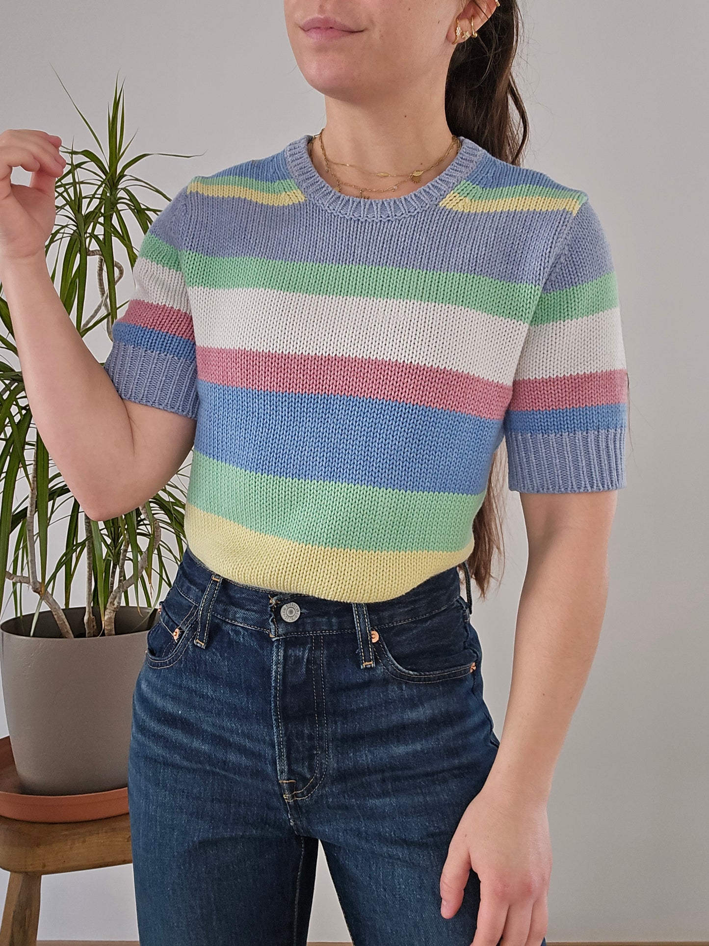Pull manches courtes à rayures - S/36
