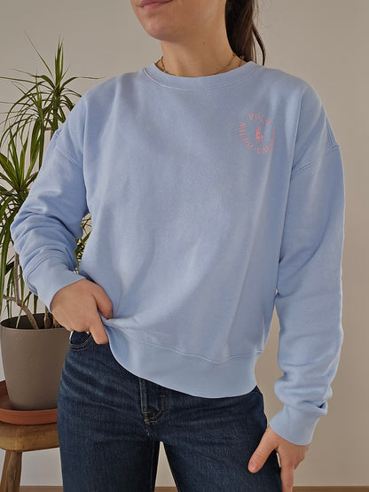 Sweat bleu ciel imprimé rose - XS/34