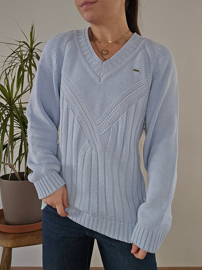 Pull col V bleu ciel des années 90' - M/38