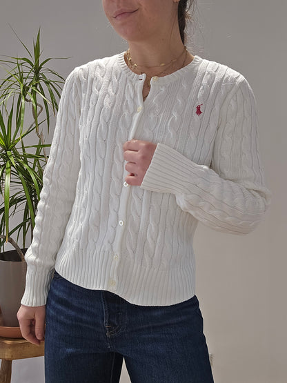 Cardigan en maille torsadée blanc - XS/34