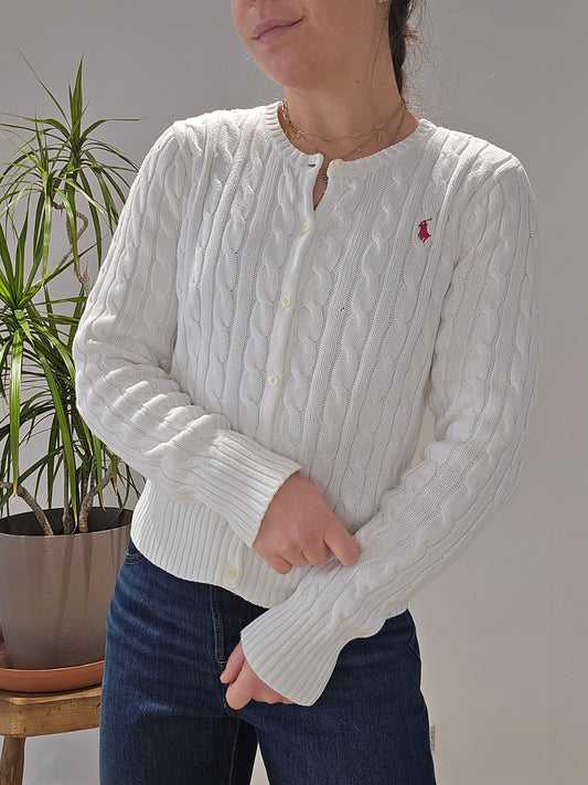 Cardigan en maille torsadée blanc - XS/34