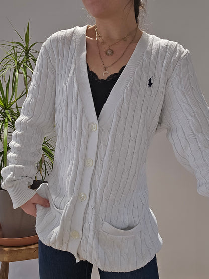 Cardigan en maille torsadée blanc - XL/42