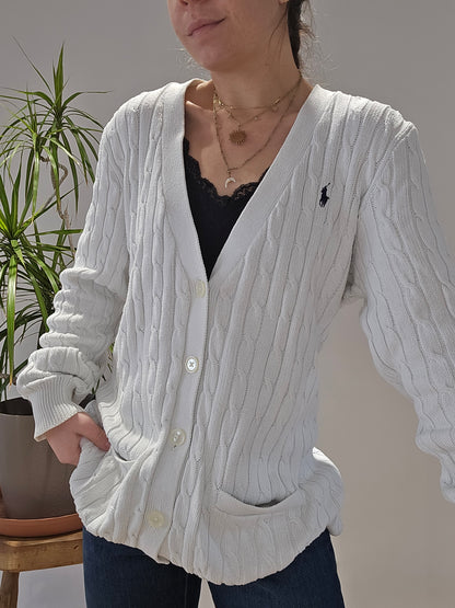 Cardigan en maille torsadée blanc - XL/42