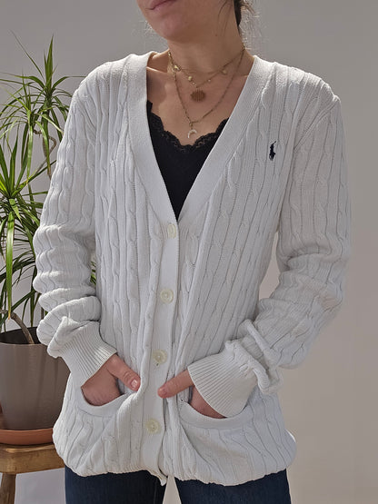 Cardigan en maille torsadée blanc - XL/42