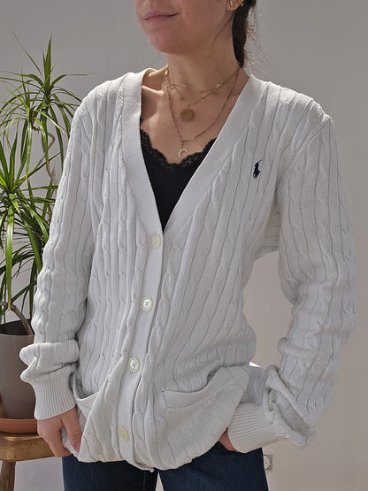 Cardigan en maille torsadée blanc - XL/42
