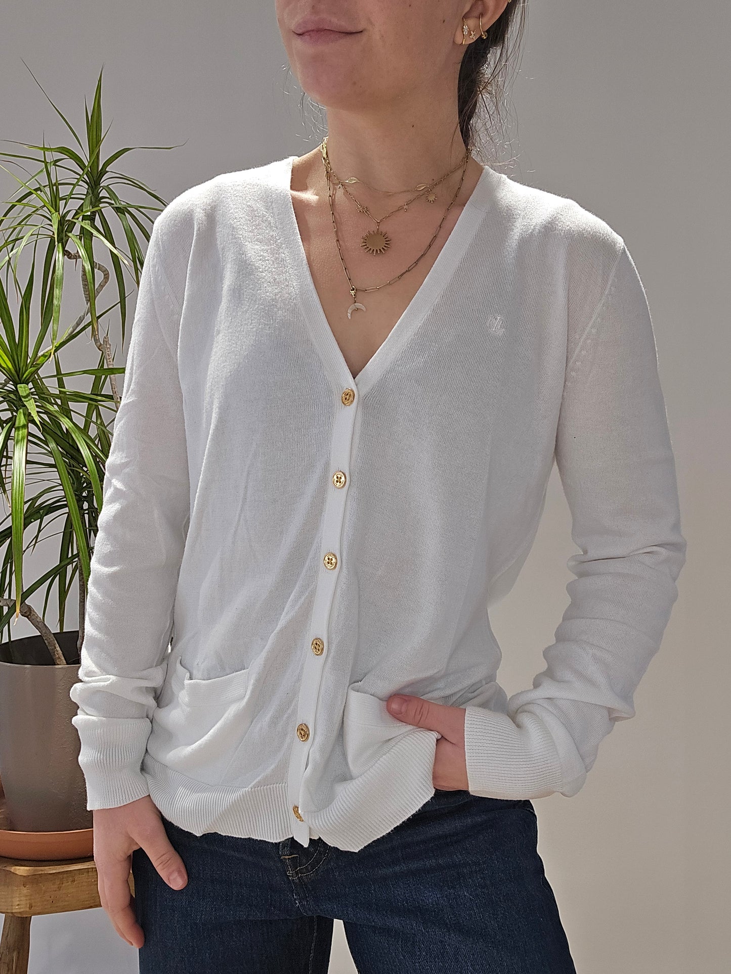 Cardigan léger blanc brodé RLR - S/36