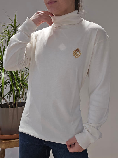 Pull col roulé banc brodé - M/38