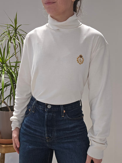 Pull col roulé banc brodé - M/38