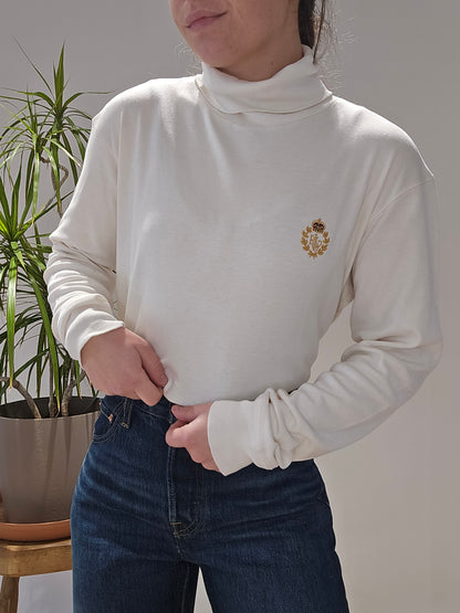 Pull col roulé banc brodé - M/38