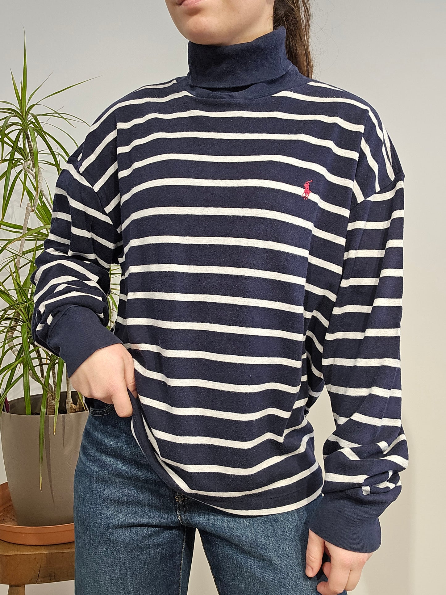 Pull col roulé marinière - M/L