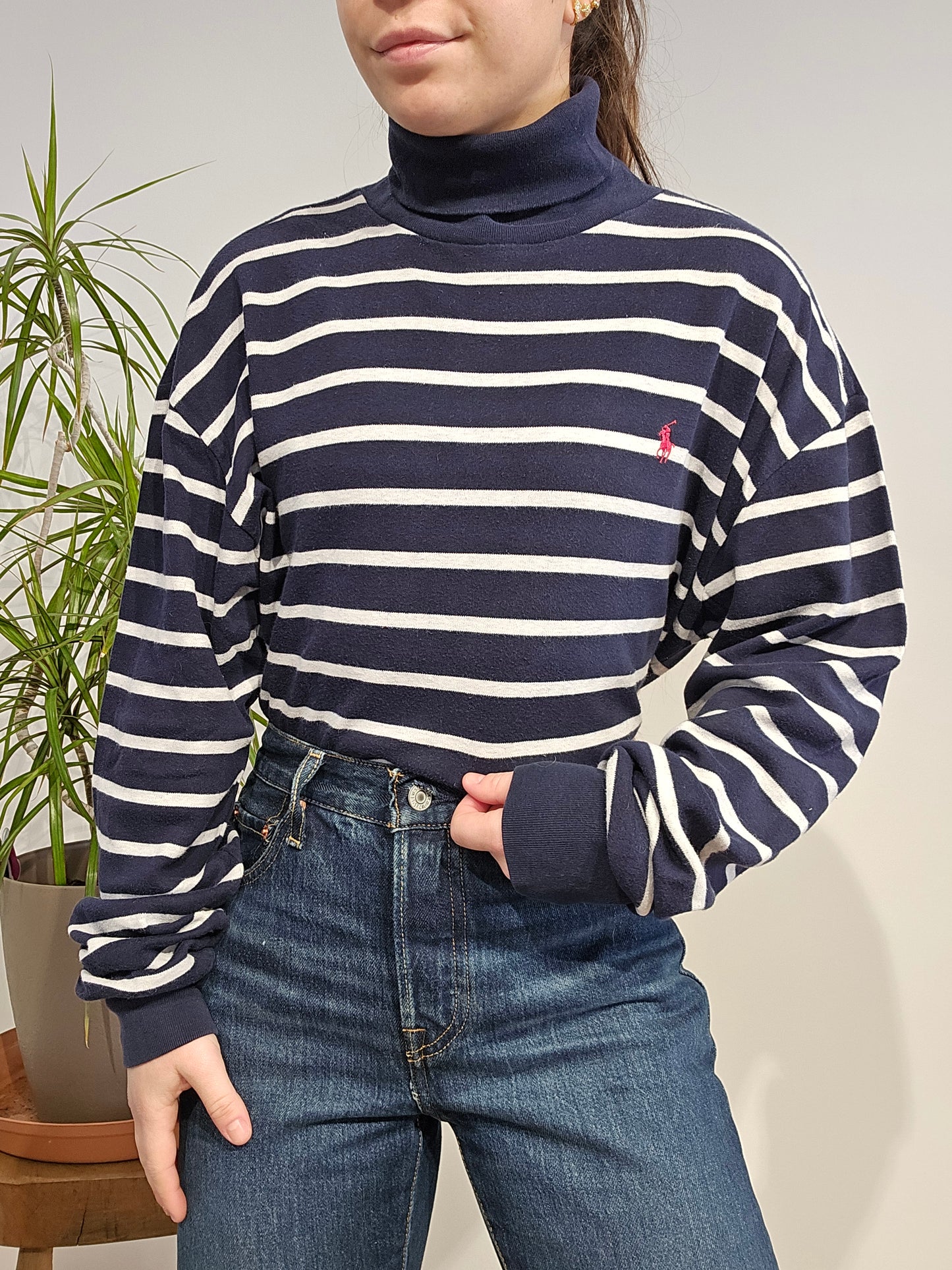 Pull col roulé marinière - M/L