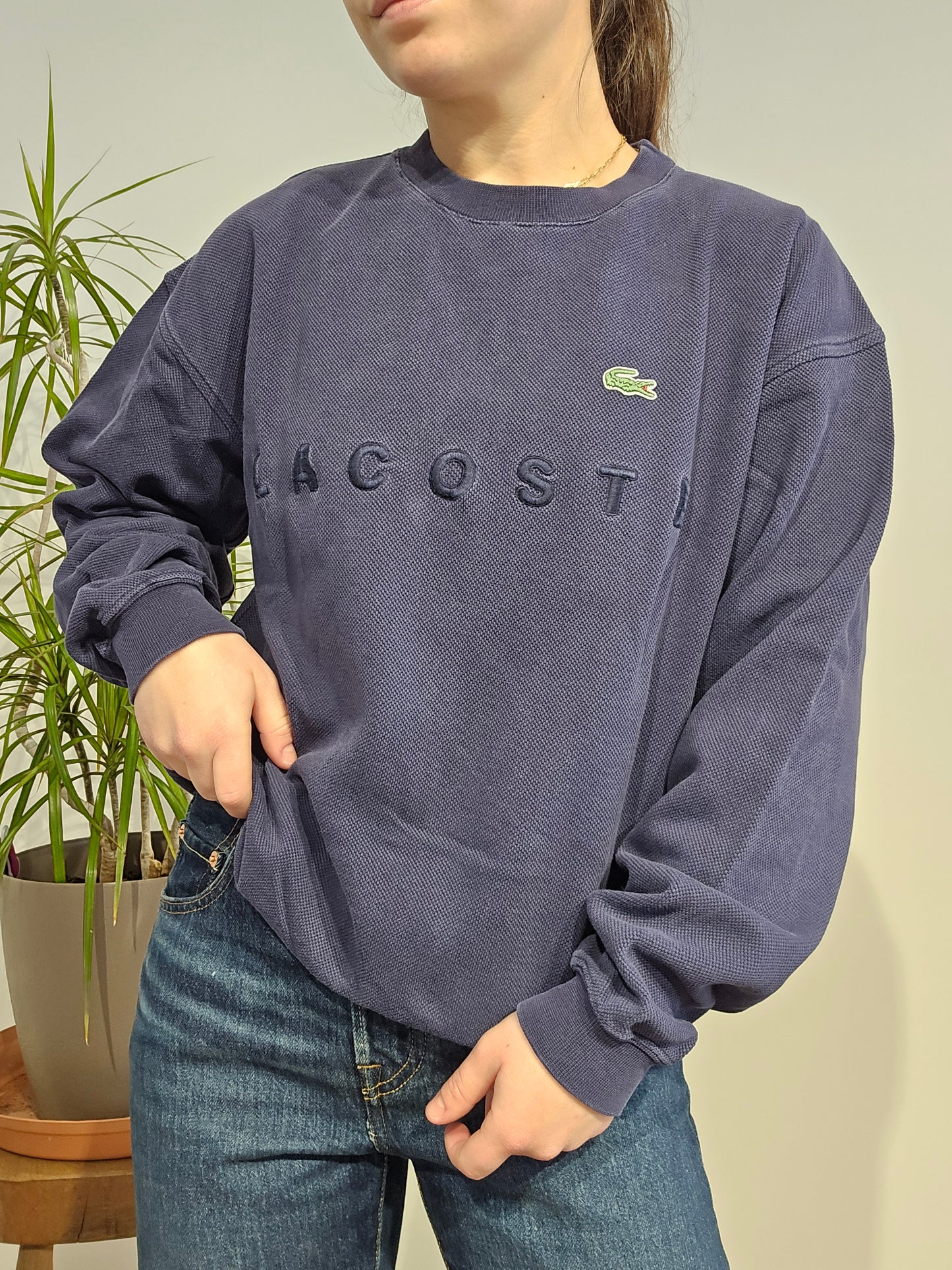 Sweat brodé bleu marine des années 80' - XS/S
