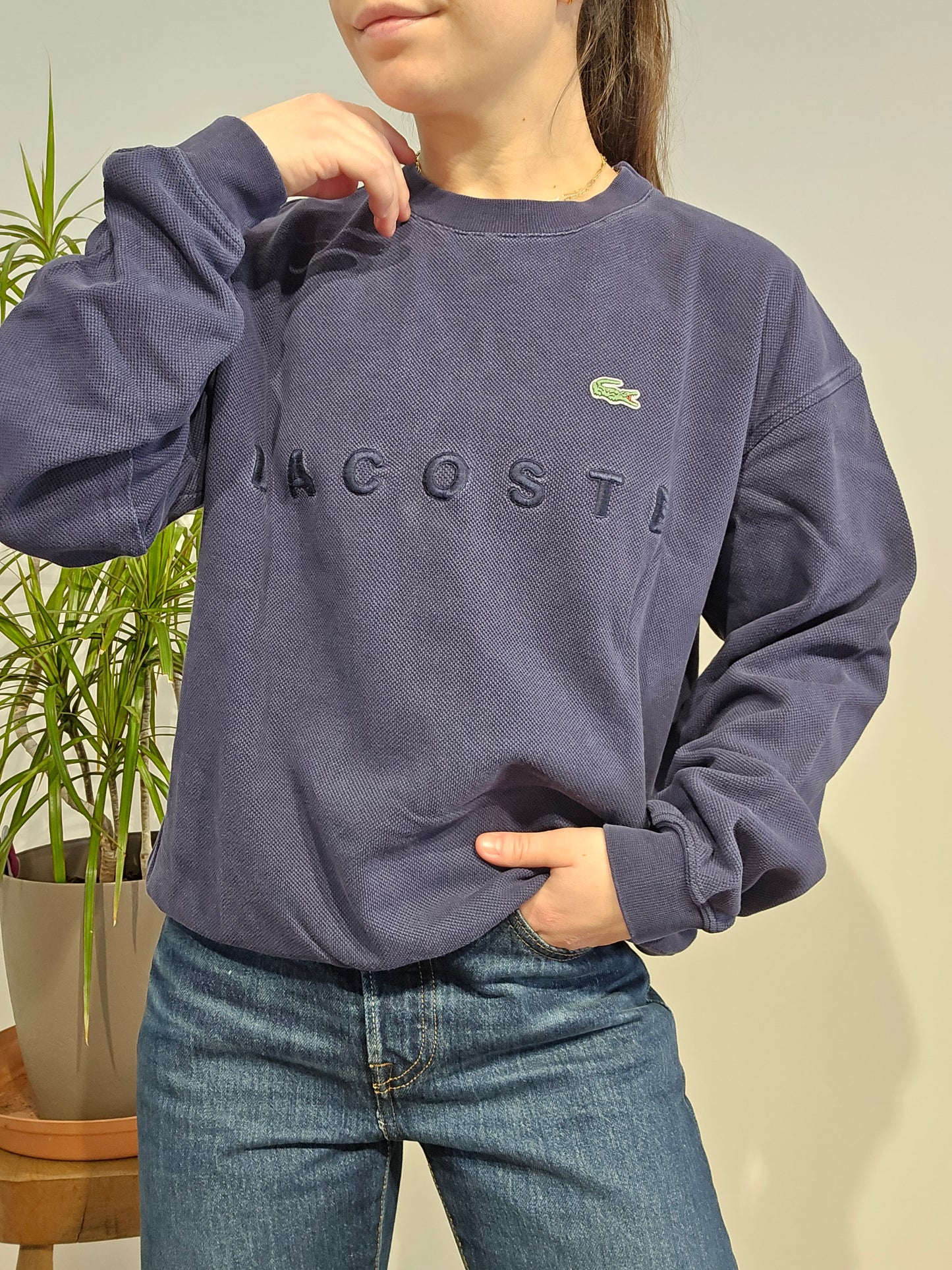 Sweat brodé bleu marine des années 80' - XS/S