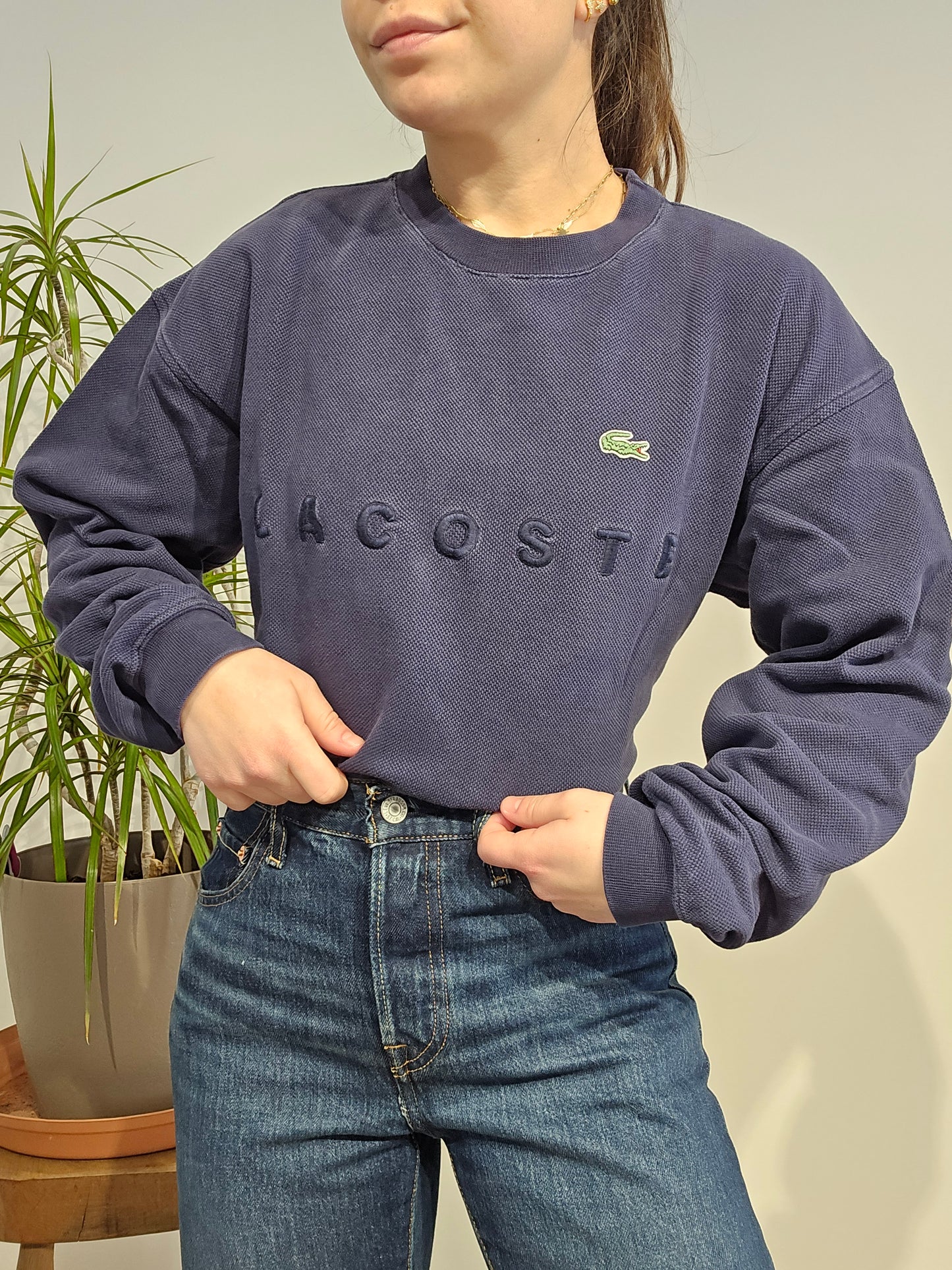 Sweat brodé bleu marine des années 80' - XS/S