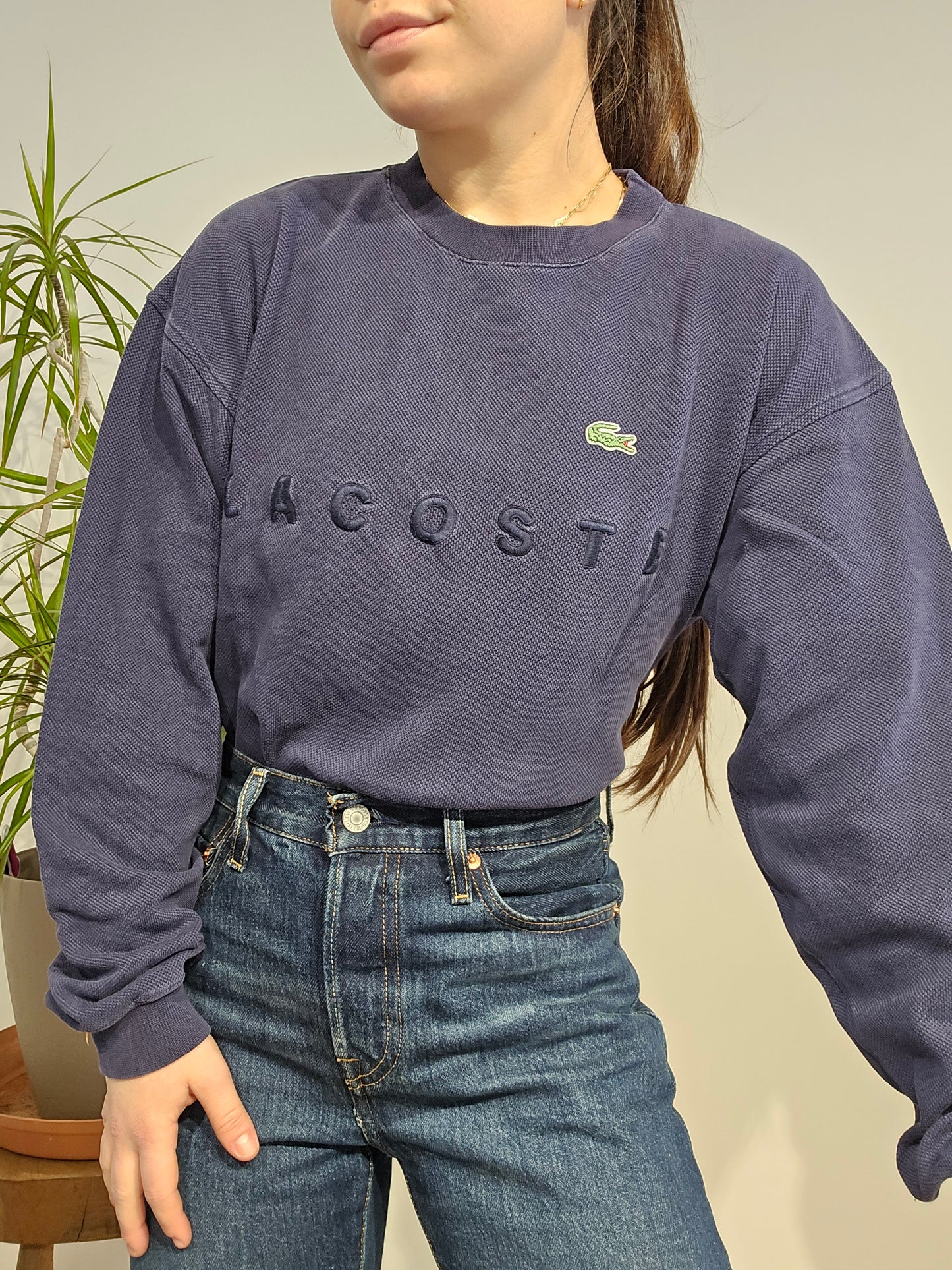 Sweat brodé bleu marine des années 80' - XS/S