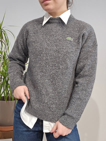Pull en maille gris mélangé des années 80' - XS