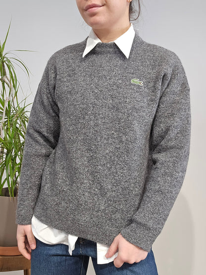 Pull en maille gris mélangé des années 80' - XS