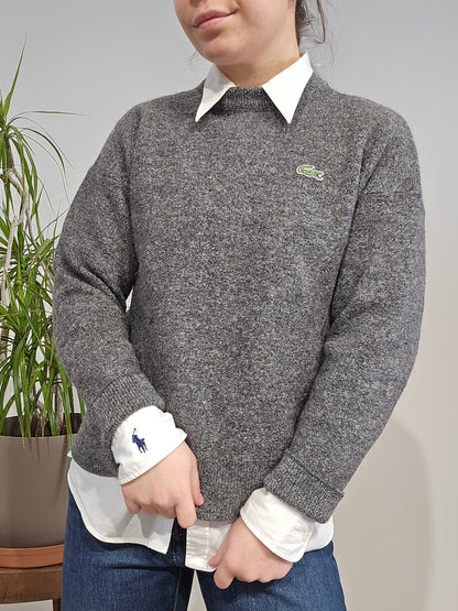 Pull en maille gris mélangé des années 80' - XS