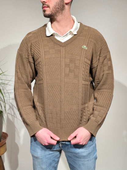 Pull col V marron des années 90' - M