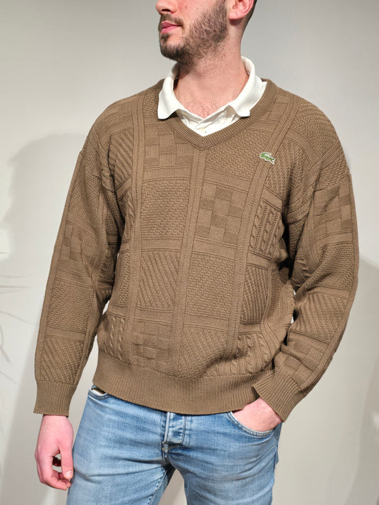 Pull col V marron des années 90' - M