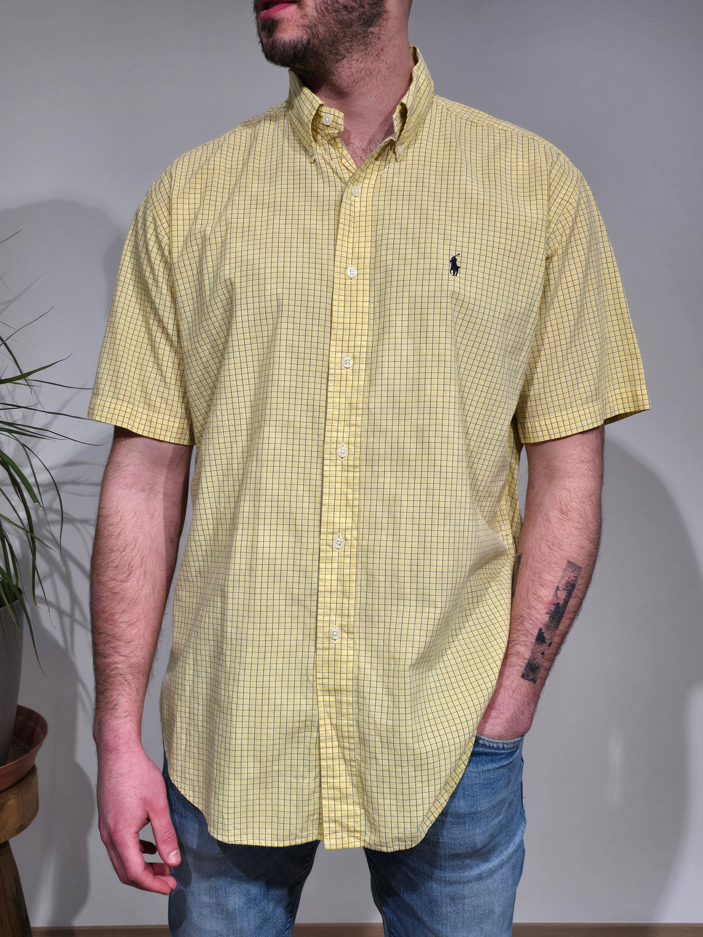 Chemise à carreaux jaune - M