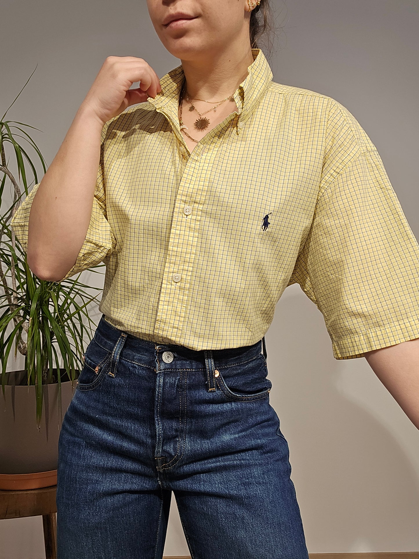 Chemise à manches courtes jaune - M