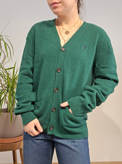 Cardigan vert foncé en laine - M