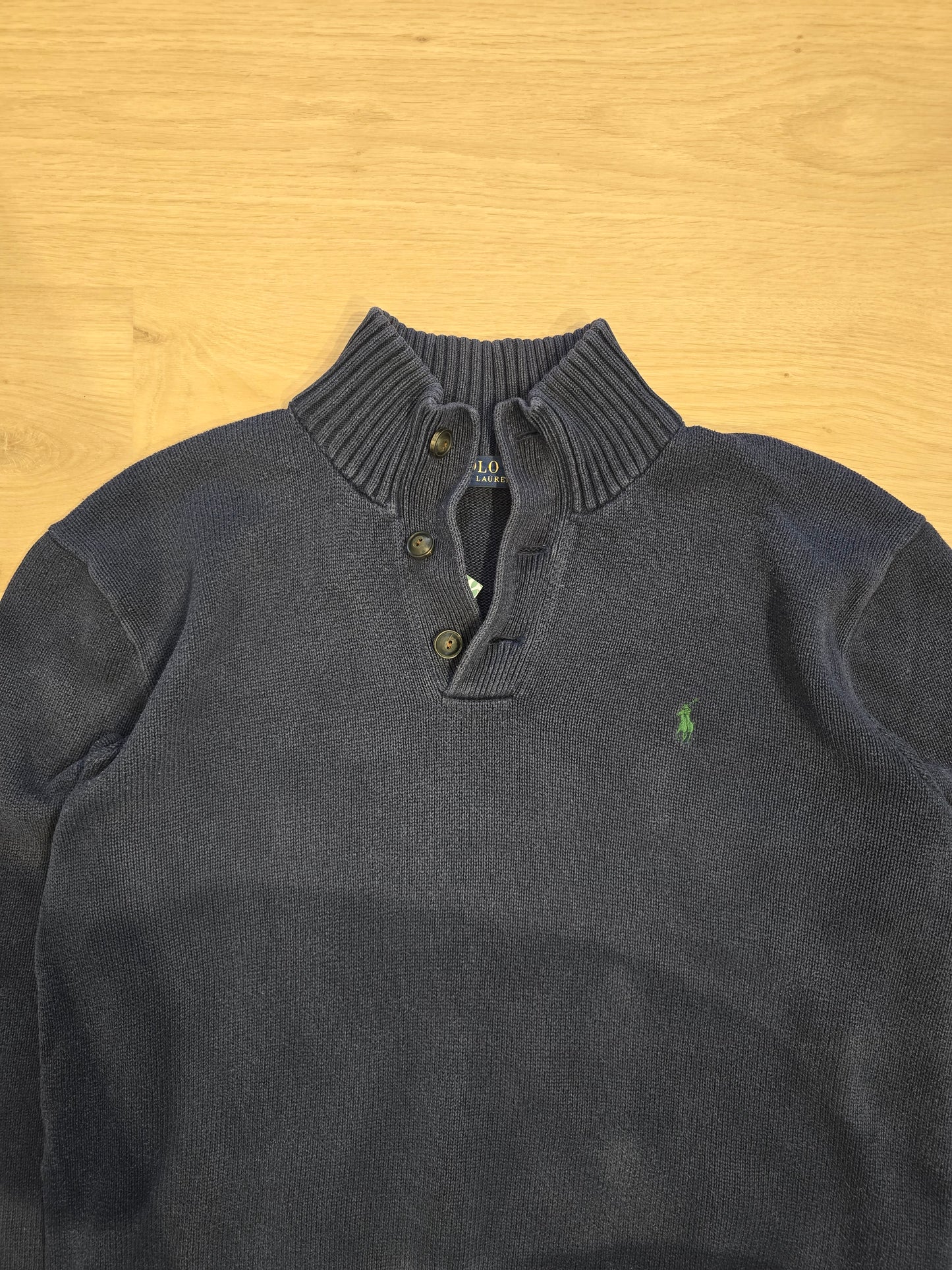 Pull bleu marine col boutonné - XL