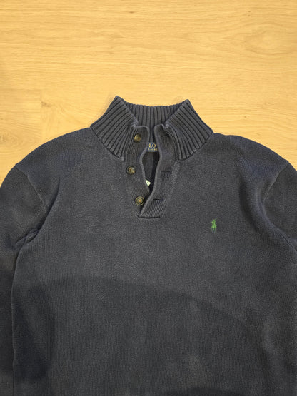 Pull bleu marine col boutonné - XL