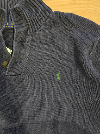 Pull bleu marine col boutonné - XL