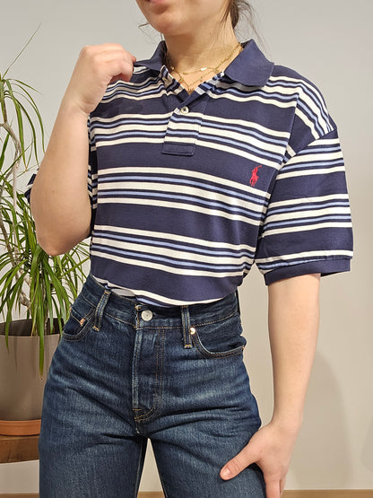 Polo à rayures bleu - XL